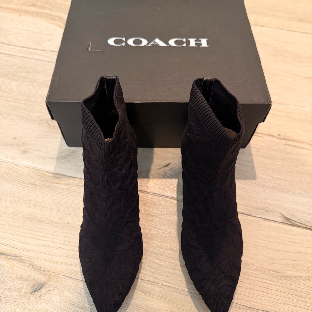 Coach Black Jade Knit Ankle Boots